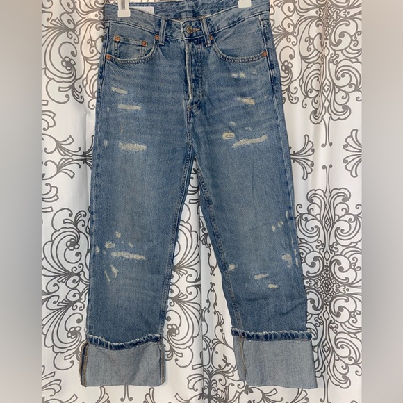 Zara Denim - Zara distressed cropped cuffed jeans